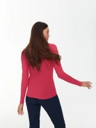 Pink blouse with neckline draping