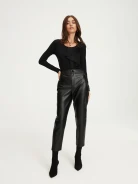 Black faux leather pants
