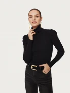 Black turtleneck sweater with buffets