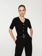 Black short sleeve sweater