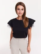 Black blouse with lace sleeves