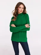 Sweter z golfem w nasyconym odcieniu zieleni