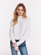 Loose white turtleneck with wool blend