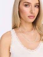 Cream rayon top with lace trim