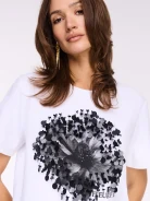Cotton blouse with a feminine sequin flower