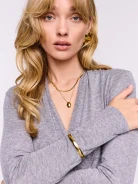 Gray envelope blouse with wool and cashmere blend