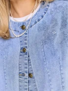 Short denim jacket with embroidered embellishment