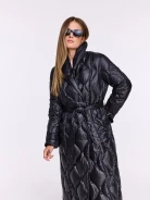 Long down coat made of quilted fabric