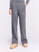 Gray knit pants with a high waist