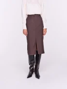 Chocolate midi skirt with wool