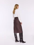 Chocolate midi skirt with wool