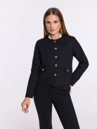 Black boxy jacket with gold buttons