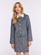 Short boxy jacket made of wool with angora and silk