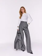 Eleganckie wełniane spodnie w pepitkę z wysokim stanem