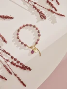 PINK BRACELET WITH NATURAL STONES