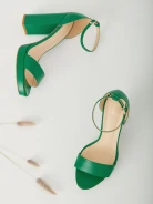 GREEN LEATHER PLATFORM HIGH HEELED SANDAL