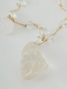 Brass necklace with rock crystal