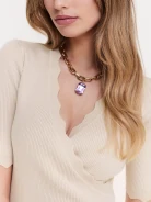 Chain necklace with purple crystal