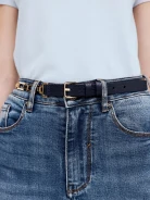 Narrow navy blue stripe