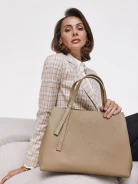 Skórzana torebka typu shopper w kolorze taupe