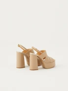 Beige lacquered platform sandals