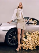 Beige leather pumps with square toes