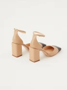 Beige leather pumps with square toes
