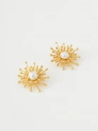 Gold-plated earrings with natural cultured pearls