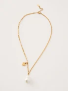 Gold-plated stainless steel necklace with natural pearl