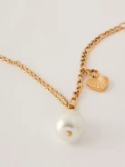 Gold-plated stainless steel necklace with natural pearl