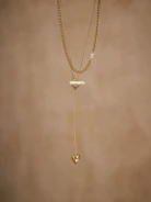 Cascade copper and natural pearls necklace