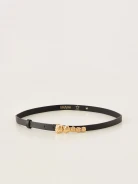 Thin black belt with gold-tone buckle