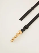 Thin black belt with gold-tone buckle