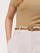 Thin brown natural leather belt