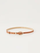 Thin brown natural leather belt