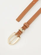 Thin brown natural leather belt