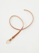 Thin brown natural leather belt
