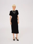 Black elegant midi dress with slit