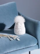 WHITE BEANIE WITH POMPON