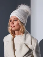 WHITE BEANIE WITH POMPON