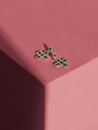 CROSS EARRINGS WITH GREEN STONES
