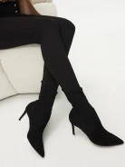 Black suede heeled boots