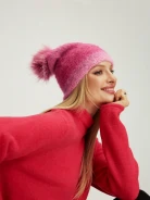 Pink beanie with pom-pom