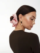 Pink silk hair scrunchie