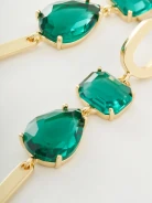 Earrings with green glass crystals
