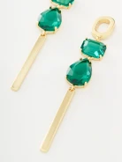 Earrings with green glass crystals
