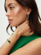 Earrings with green glass crystals