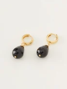 Classic earrings with decorative onyx