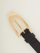 Black thin leather belt