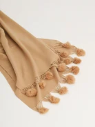 Beige shawl with pom-poms